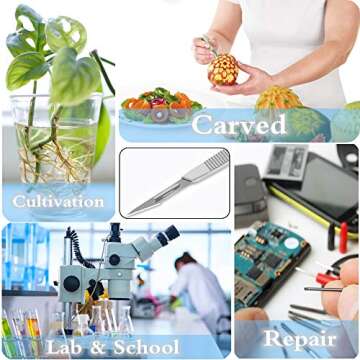 Surgical Grade Blades #11 10pcs Sterile with #3 Scalpel Knife Handle for Biology Lab Anatomy, Practi...