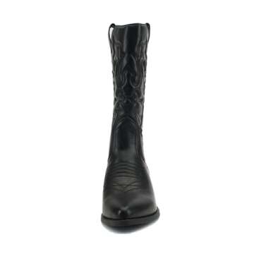 Soda Reno Women Western Cowboy Pointed Toe Knee High Pull On Tabs Boots (Black, Adult, Medium, 6)