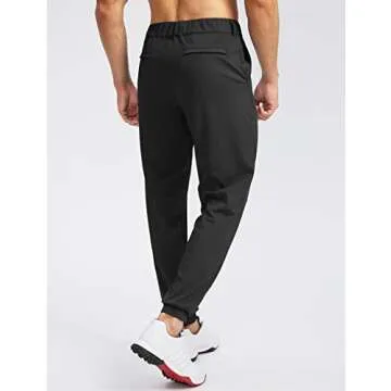 Soothfeel Men's Golf Joggers Pants with 5 Pockets Slim Fit Stretch Sweatpants Running Travel Dress Work Pants for Men(Black, L