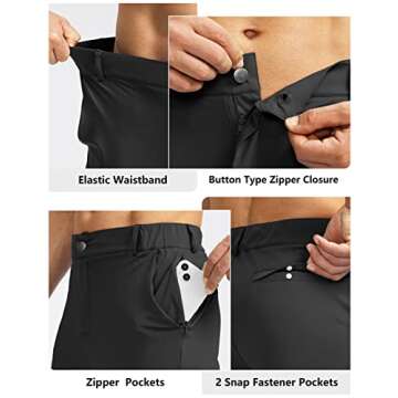 Soothfeel Men's Golf Joggers Pants with 5 Pockets Slim Fit Stretch Sweatpants Running Travel Dress Work Pants for Men(Black, L