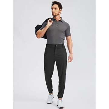 Soothfeel Men's Golf Joggers Pants with 5 Pockets Slim Fit Stretch Sweatpants Running Travel Dress Work Pants for Men(Black, L
