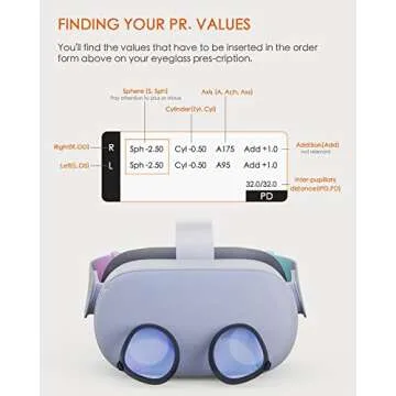 Amavasion Glasses Lenses Insert Compatible with Quest2, VR Headset Customized Easy-to-Install Frame Plus Lens Combination (SPH:-1.00(One Lens))