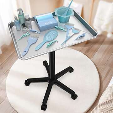Premium Aluminum Adjustable Rolling Tray for Salon & Home