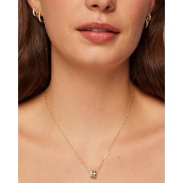 Elegant PAVOI 14K Gold Plated CZ Rondelle Pendant Necklace