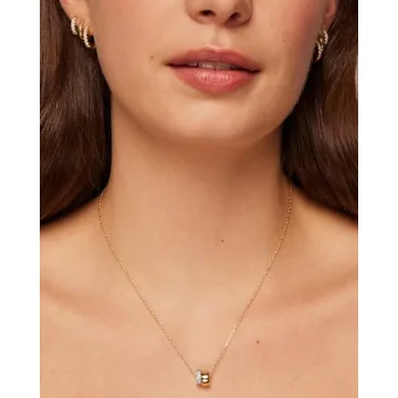 Elegant PAVOI 14K Gold Plated CZ Rondelle Pendant Necklace