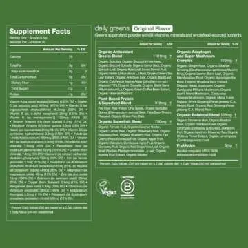 Huel New Formula Daily Greens | Superfood Greens Powder | 91 Vitamins, Minerals, and Wholefood-Sourced Ingredients | Adaptogens, Antioxidants, Gut-Friendly Probiotics | 30 Servings