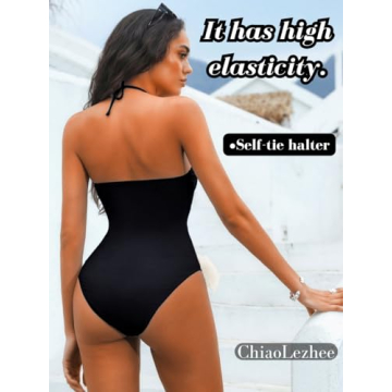 ChiaoLezhee One Piece Monokini with 3D Flowers for Summer