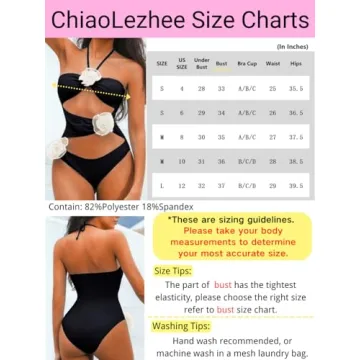 ChiaoLezhee One Piece Monokini with 3D Flowers for Summer