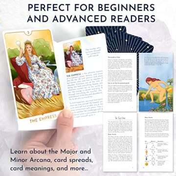 RYVE Awaken Tarot Cards with Guide Book - Modern Tarot Deck Inspired by The Rider Waite Tarot Deck - Tarot Cards for Beginners and Professionals, Beginner Tarot Decks with Guidebook, Tarot Cards Deck