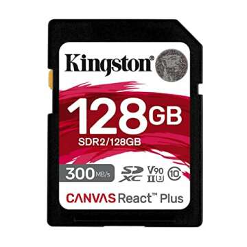 Kingston 128G Canvas React Plus SDXC Card - Fast, Reliable UHS-II Memory
