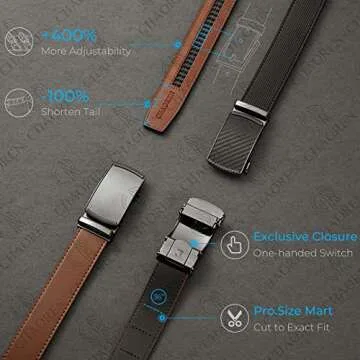CHAOREN Mens Stylish Adjustable Ratchet Leather Belt