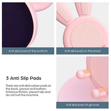 nediea Cell Phone Stand,Angle Height Adjustable Bunny Phone Stand for Desk,Cute Rabbit Phone Holder Stand for Desk, Compatible with All Mobile Phones, Tablets(4-10in) (Pink)