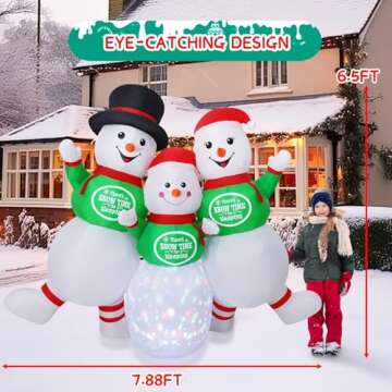 Dawdix Christmas Inflatable Snowman Family Decoration, 6.5 x 8 FT Christmas Blow Up Snowman Outdoor ...