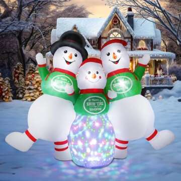 Dawdix Christmas Inflatable Snowman Family Decoration, 6.5 x 8 FT Christmas Blow Up Snowman Outdoor Decorations with Rotating Light, Xmas Inflatable for Indoor Outdoor Yard Lawn Garden Party