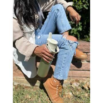 Zak Designs Harmony 32oz Stainless Steel Water Bottle - Eco-Friendly & Vacuum Insulated for Travel a...