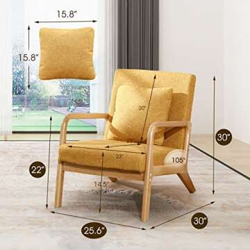 ELUCHANG Accent Chair,Mid-Century Modern Accent Chair,Fabric Reading Armchair,Easy Assembly,Lounge C...