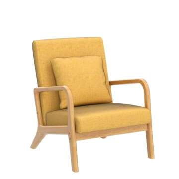 ELUCHANG Accent Chair,Mid-Century Modern Accent Chair,Fabric Reading Armchair,Easy Assembly,Lounge Chair for Living Room Bedroom Apartment (2, Yellow)