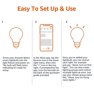 Amazon Basics Smart LED Light Bulb, Color Changing, Alexa Compatible