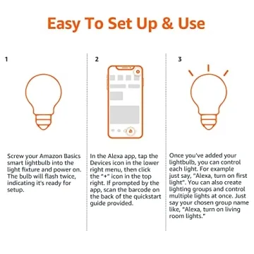 Amazon Basics Smart LED Light Bulb, Color Changing, Alexa Compatible