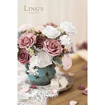 Ling's Moment Artificial Flowers Fake Roses Faux Foam Gardenia Combo for DIY Wedding Bouquets Centerpieces Arrangements Bridal Shower Party Home Decorations, Mauve & Blush, 24pcs