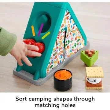 Fisher-Price Baby Developmental Toy S’More Shapes Camping Tent Block Sorting Activity for Infants Ages 6+ Months