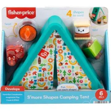 Fisher-Price Baby Developmental Toy S’More Shapes Camping Tent Block Sorting Activity for Infants Ages 6+ Months