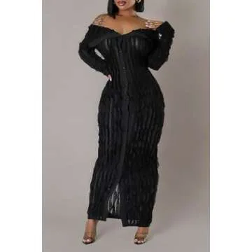 Yuopeid Women's Off Shoulder Elegant Bodycon Dress