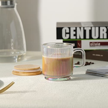 Joeyan Iridescent Glass Coffee Mugs Set of 2 - 11.5 oz