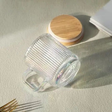 Joeyan Iridescent Glass Coffee Mugs Set of 2 - 11.5 oz