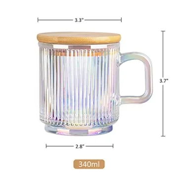 Joeyan Iridescent Glass Coffee Mugs Set of 2 - 11.5 oz