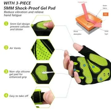 MOREOK Cycling Gloves Bike Gloves for Men/Women-[5MM Gel Pad] Biking Gloves Half Finger Bicycle Glov...