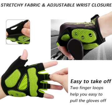 MOREOK Cycling Gloves Bike Gloves for Men/Women-[5MM Gel Pad] Biking Gloves Half Finger Bicycle Gloves Exercise Workout Gloves for Cycling/Weight Lifting/Gym/Motorcycle/Rowing-050-GREEN-L