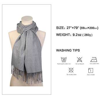 SOJOS Womens Large Soft Cashmere Feel Pashmina Shawls Wraps Winter Scarf SC3004 with Light Grey