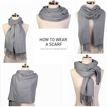 SOJOS Womens Large Soft Cashmere Feel Pashmina Shawls Wraps Winter Scarf SC3004 with Light Grey