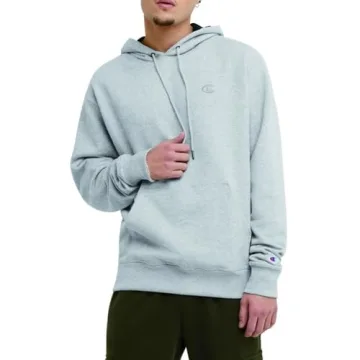Champion Men's Powerblend Fleece Hoodie for Sports Fans - Oxford Gray