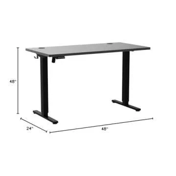 SMUG Standing Desk, Adjustable Height Electric Sit Stand Up Down Computer Table, 48x24 Inch Ergonomic Rising Modern Lift Motorized Gaming Desktop Workstation for Work Home Office, Black