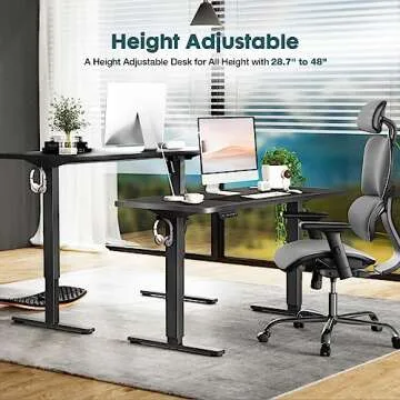 SMUG Standing Desk, Adjustable Height Electric Sit Stand Up Down Computer Table, 48x24 Inch Ergonomic Rising Modern Lift Motorized Gaming Desktop Workstation for Work Home Office, Black