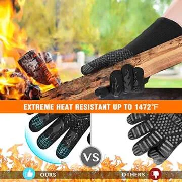HAMITOR BBQ Grill Gloves - 1472℉ Heat Resistant & Safe