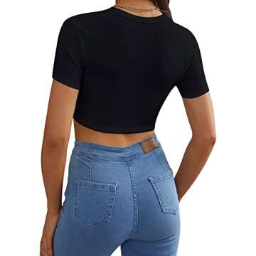 Womens Nashville Sparkly Glitter Fringe Short Sleeve Cropped Top Raceback Ribbed Crop Tank Tops with...