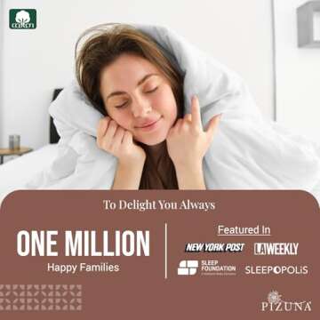 Pizuna Pure 100% Cotton King Duvet Cover with Shams, Luxurious 400 Thread Count Long Staple Cotton S...