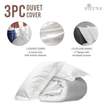 Pizuna 100% Cotton King Duvet Cover, Luxurious 400 TC Softness