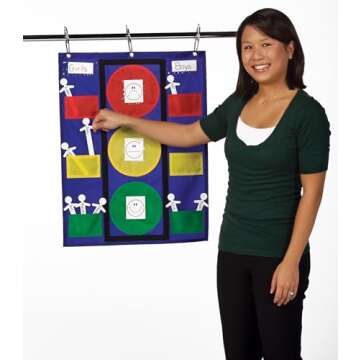 Carson Dellosa 26" x 19.75" Stoplight Behavior Pocket Chart for Classroom, Behavioral Learning Tool With 30 Dry-Erase Student Sticks and Pockets for Homeschool or Classroom Behavior Management