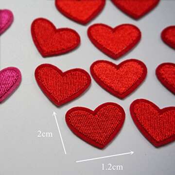 Yalulu 20PCs Mini Heart Embroidered Repair Patches Iron On Sew-on Cloth Paste DIY Applique Craft Kids Clothing Hat Bag Decor (Red)