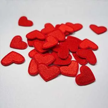 Yalulu 20PCs Mini Heart Embroidered Repair Patches Iron On Sew-on Cloth Paste DIY Applique Craft Kids Clothing Hat Bag Decor (Red)