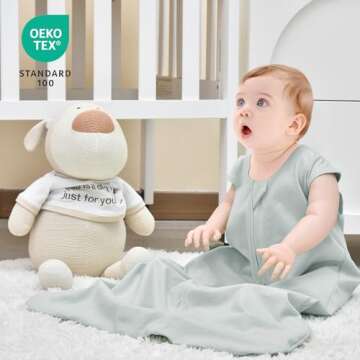 david's kids 3 Pack 100% Cotton Baby Sleep Sack 6-12 Months, Soft Baby Wearable Blankets with 2-Way ...