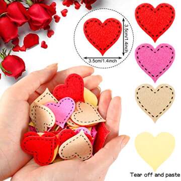 Valentine's Day Heart Felt Stickers 1.4in Stitched Felt Heart Shape Stickers Felt Love Decorations f...
