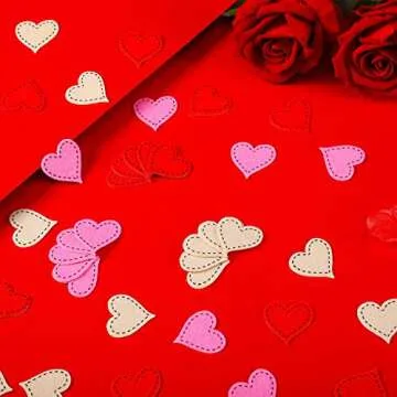 Valentine's Day Heart Felt Stickers 1.4in Stitched Felt Heart Shape Stickers Felt Love Decorations for Valentine's Day Wedding Party Decor DIY Crafts Supplies(Red, Pink, Beige, 150 Pieces)