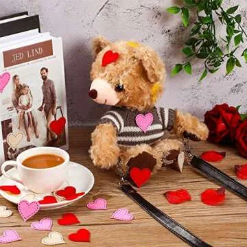 Valentine's Day Heart Felt Stickers 1.4in Stitched Felt Heart Shape Stickers Felt Love Decorations for Valentine's Day Wedding Party Decor DIY Crafts Supplies(Red, Pink, Beige, 150 Pieces)