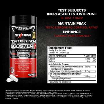 Six Star Nutrition Testosterone Booster for Men - Muscle Growth, Stamina & Energy Supplements - 60 P...