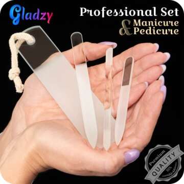 GLADZY Czech Glass Nail File Set - Multifunctional Nano Glass Nail Shiner Buffer, Callus Remover Foo...